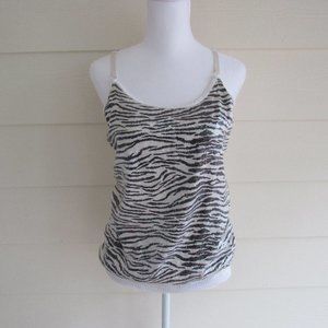 Sequin zebra print tank top